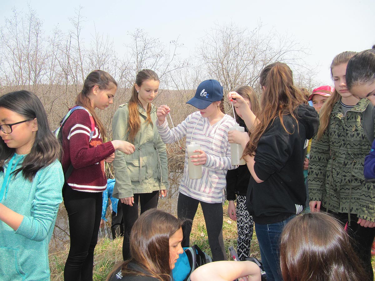 Students learning outdoors